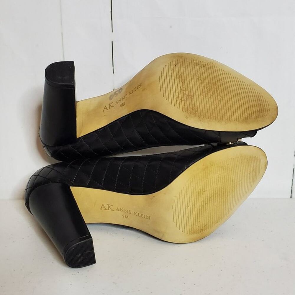 AK Anne Klein Quilted Leather Peep Toe Pumps Heels 9M - Picture 6 of 10